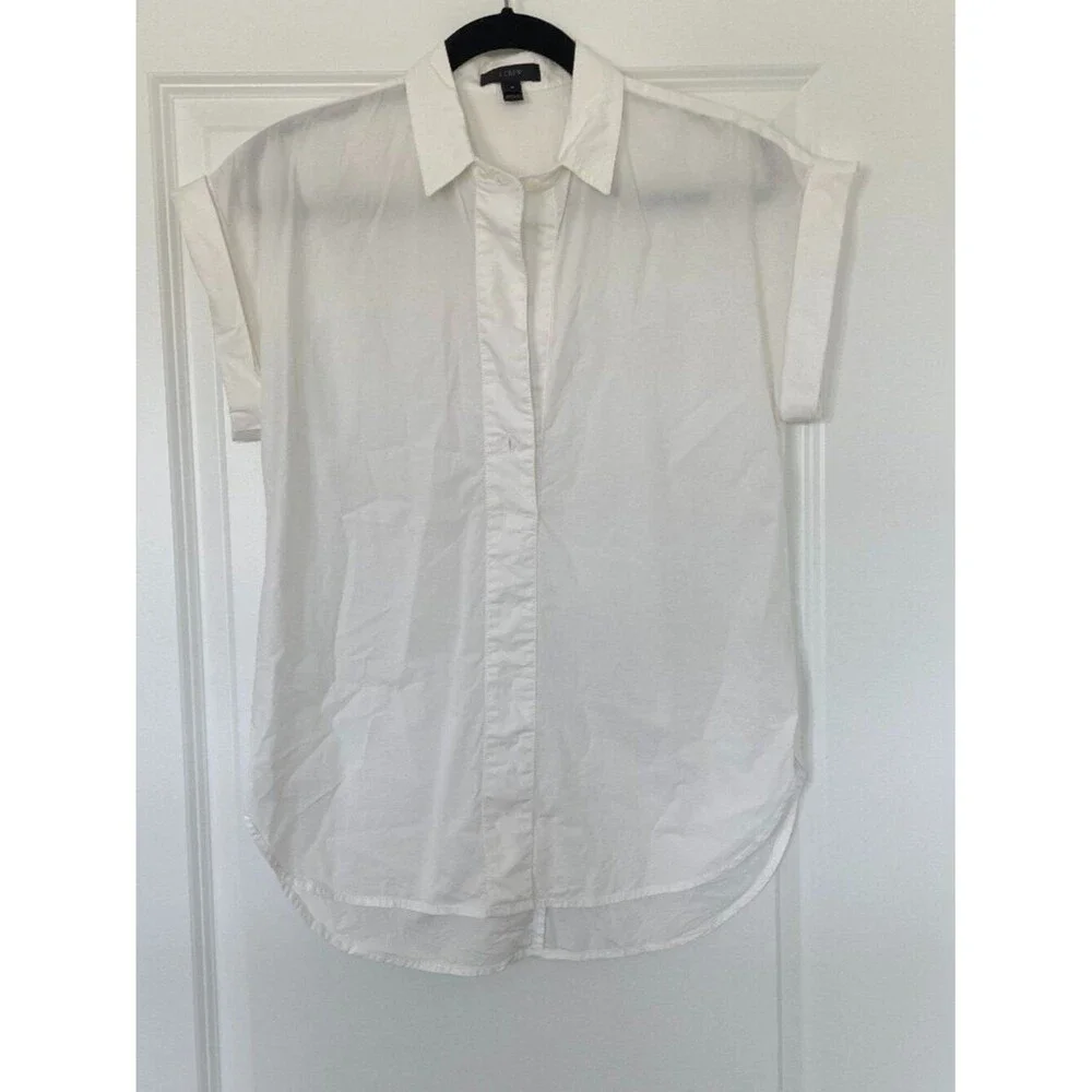 J.Crew White Poplin Shirt Women 4 Quiet Luxury Cotton Button Down Top